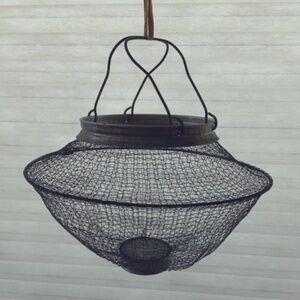 Vintage 1940s Flat Folding Collapsible Wire Mesh Fruit Egg Basket Italy